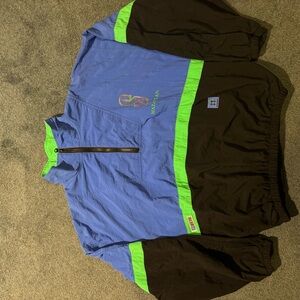 Vintage Sideout Blue and Black Windbreaker with Green Accents Size M/L